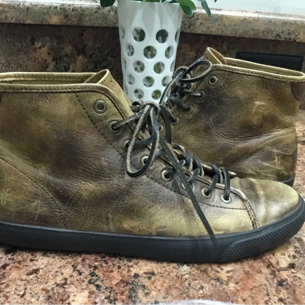 Men's FRYE Chambers High Distressed Lace-Up Sneakers SZ 8